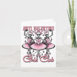Anti-valentine Meidenclub Skeletten In Roze Kaart