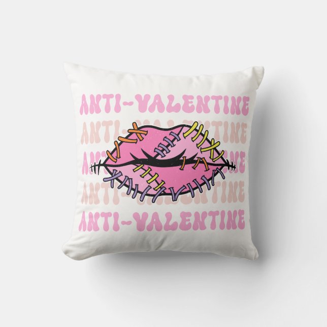 Anti valentine roze lippen kussen (Voorkant)
