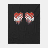 Anti Valentine Skeleton Hands Heart Gothic Fleece Deken (Voorkant)