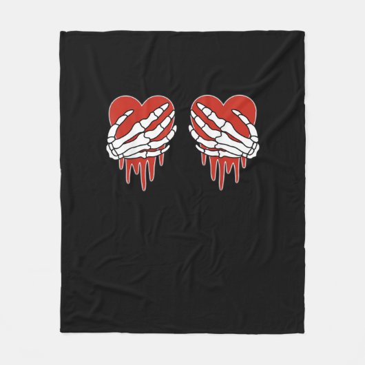 Anti Valentine Skeleton Hands Heart Gothic Fleece Deken (Voorkant)