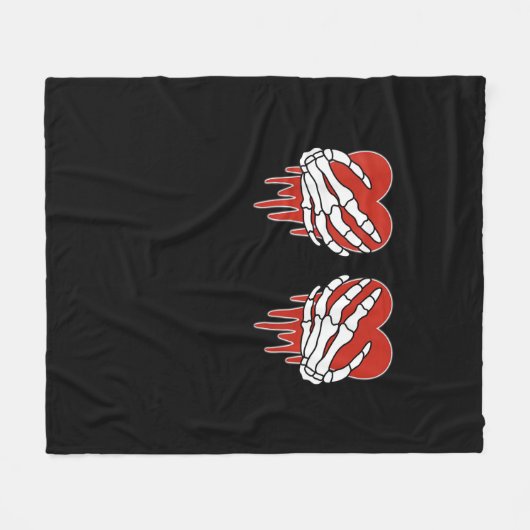 Anti Valentine Skeleton Hands Heart Gothic Fleece Deken (Voorkant (Horizontaal))