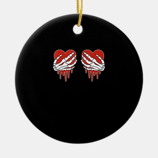 Anti Valentine Skeleton Hands Heart Gothic Keramisch Ornament (Voorkant)