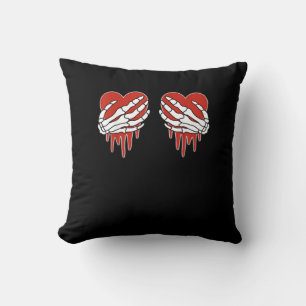Anti Valentine Skeleton Hands Heart Gothic Kussen
