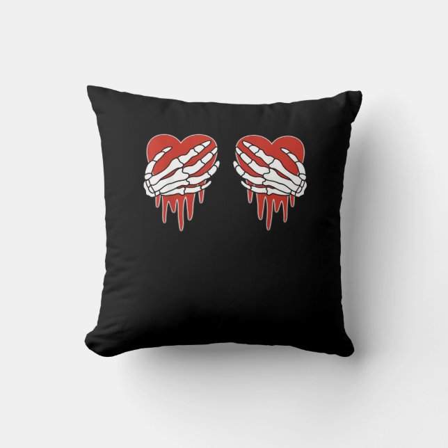 Anti Valentine Skeleton Hands Heart Gothic Kussen (Voorkant)