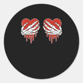 Anti Valentine Skeleton Hands Heart Gothic Ronde Sticker (Voorkant)