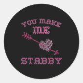 Anti Valentine Ugly Valentines Day Feeling Stabby  Ronde Sticker (Voorkant)