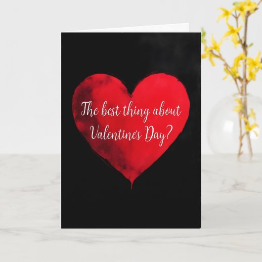 Anti-Valentine's Day Red Heart on Black Kaart (Gele Bloem)