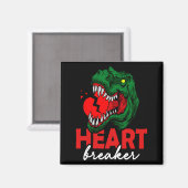Anti Valentines Day Single Heart Breaker T Rex Di  Magneet (Voorkant / Achterkant)