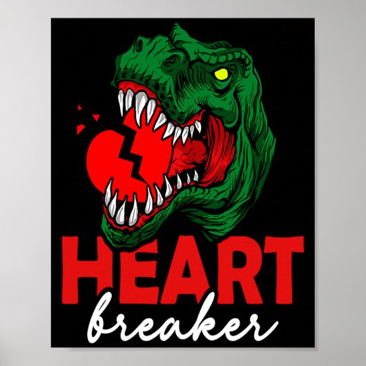 Anti Valentines Day Single Heart Breaker T Rex Di  Poster (Voorkant)