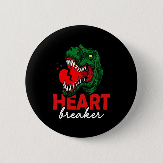Anti Valentines Day Single Heart Breaker T Rex Di Ronde Button 5,7 Cm (Voorkant)