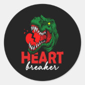 Anti Valentines Day Single Heart Breaker T Rex Di  Ronde Sticker (Voorkant)