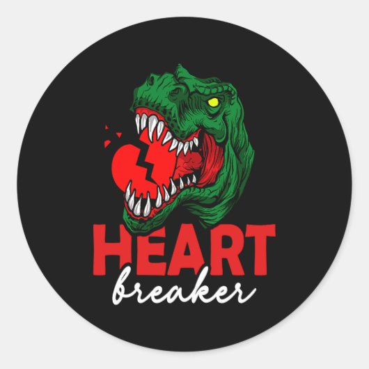 Anti Valentines Day Single Heart Breaker T Rex Di Ronde Sticker (Voorkant)