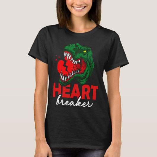Anti Valentines Day Single Heart Breaker T Rex Di  T-shirt (Voorkant)