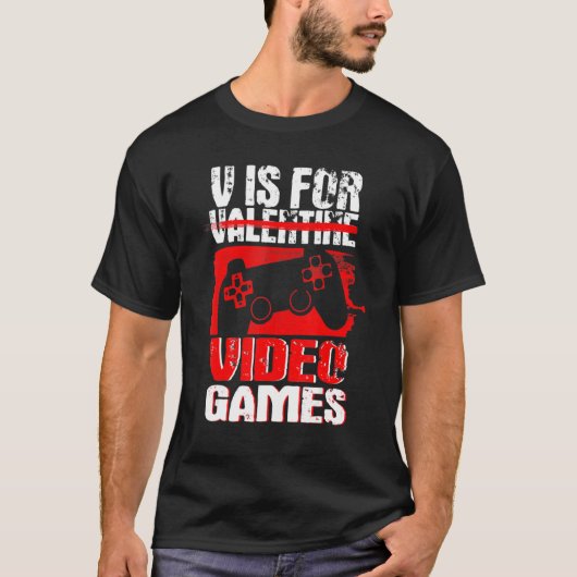 Anti Valentines Day Video Games Gamer Boys  Men T-shirt (Voorkant)