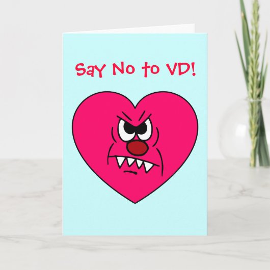 Anti-VD: Ik haat Valentijnsdag Angry Heart Face Feestdagen Kaart (Voorkant)