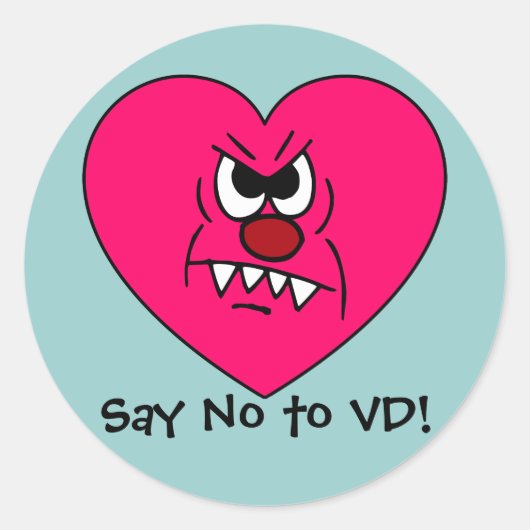Anti-VD: Ik haat Valentijnsdag Angry Heart Face Ronde Sticker (Voorkant)