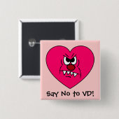 Anti-VD: Ik haat Valentijnsdag Angry Heart Face Vierkante Button 5,1 Cm (Voorkant /achterkant)