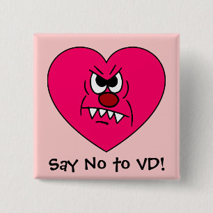 Anti-VD: Ik haat Valentijnsdag Angry Heart Face Vierkante Button 5,1 Cm