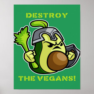 Anti Vegan Avocado Knight Canvas Poster