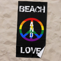 Anti-War Gay Rainbow Peace Sign Beach and Love