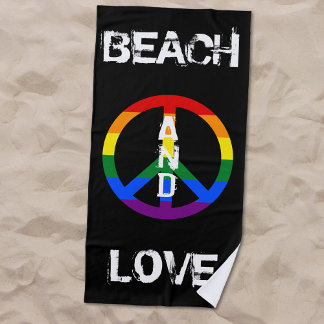 Anti-War Gay Rainbow Peace Sign Beach and Love Strandlaken