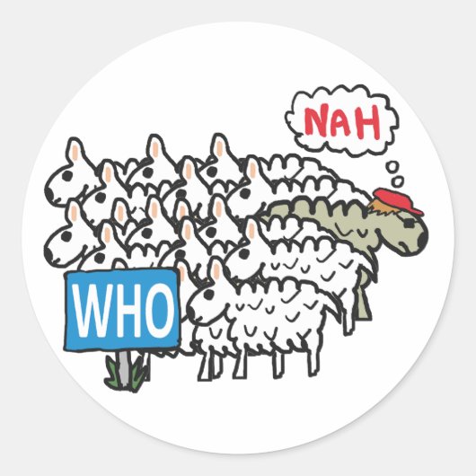 Anti-WHO Ronde Sticker (Voorkant)