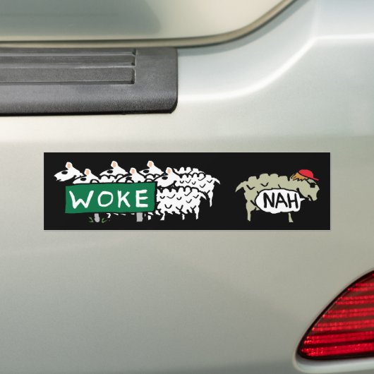 Anti-Woke Sheep Bumpersticker (Op auto)