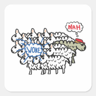 Anti-Woke Sheep Vierkante Sticker