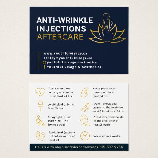 Anti - Wrinkle aftercare business card  Visitekaartje (Voorkant /achterkant)