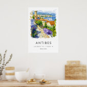 Antibes Aquarel Poster Antibes Reisprent (Keuken)