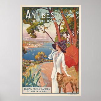 Antibes Cote d'Azur France Vintage Travel Poster