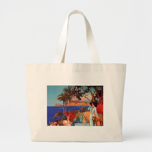 antibes Cote D'Azur Travel Grote Tote Bag (Voorkant)
