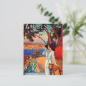 Antibes Cote D'Azur Vrouw & Hond Briefkaart (Staand voorkant)