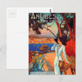 Antibes Cote D'Azur Vrouw & Hond Briefkaart (Voorkant / Achterkant)
