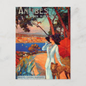  Antibes Cote D'Azur Vrouw & Hond Briefkaart (Voorkant)