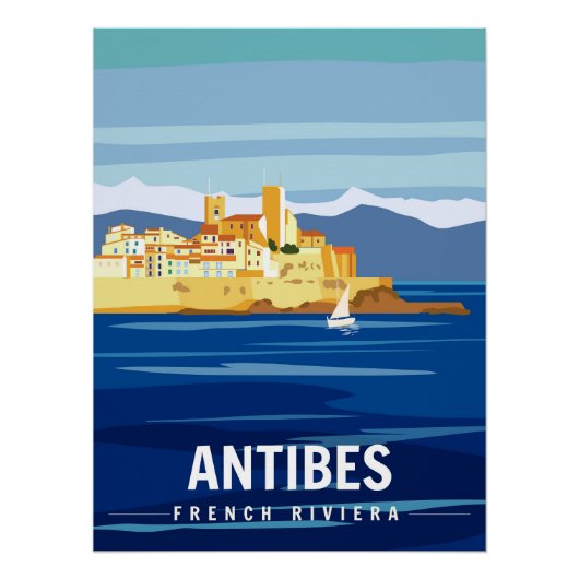 Antibes Fortress French Riviera Retro Poster (Voorkant)