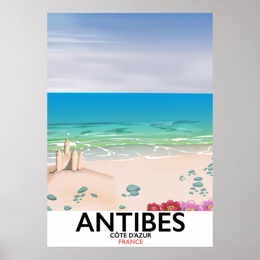 Antibes France Beach poster (Voorkant)