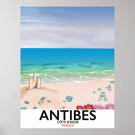 Antibes France Beach poster (Voorkant)