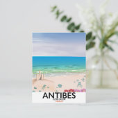 Antibes France Beach poster Briefkaart (Staand voorkant)