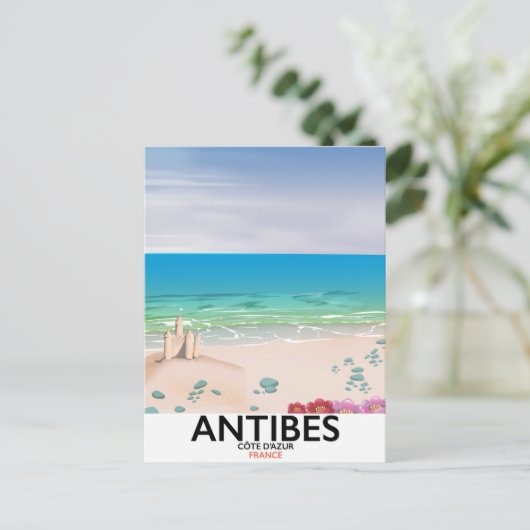 Antibes France Beach poster Briefkaart (Staand voorkant)
