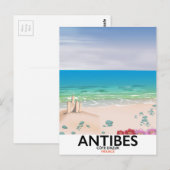 Antibes France Beach poster Briefkaart (Voorkant / Achterkant)