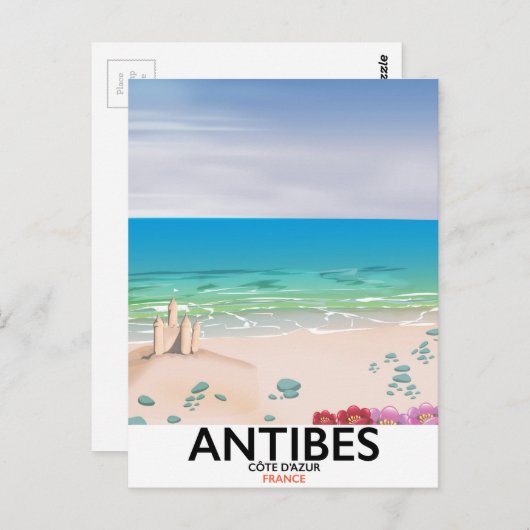 Antibes France Beach poster Briefkaart (Voorkant / Achterkant)