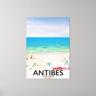 Antibes France Beach poster Canvas Afdruk