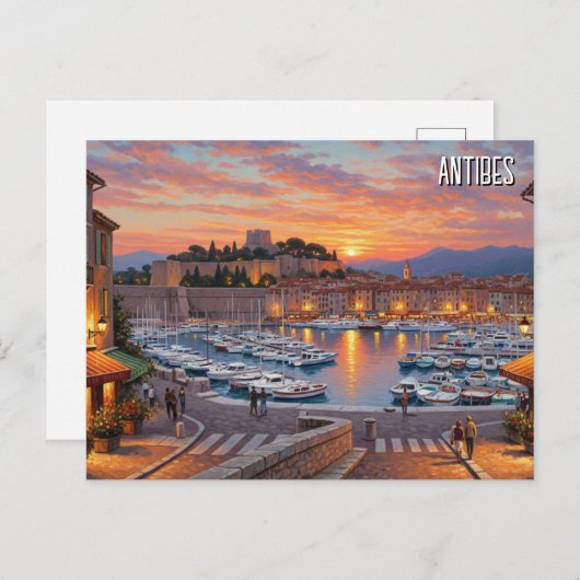 Antibes France Harbour Travel Briefkaart (Voorkant / Achterkant)