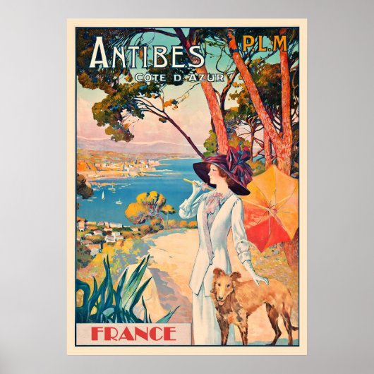 Antibes, France travel poster (Voorkant)