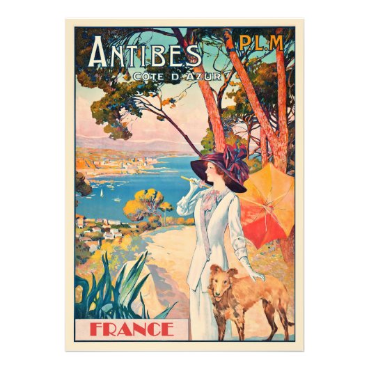 Antibes, France travel poster, Foto Afdruk (Voorkant)