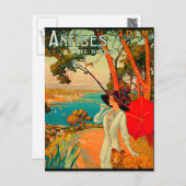 Antibes France Vintage Poster Briefkaart (Voorkant / Achterkant)