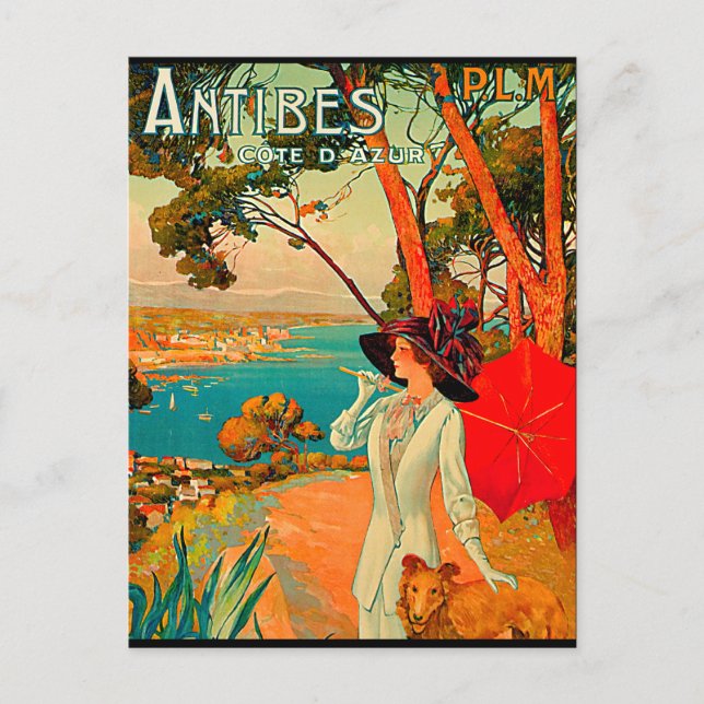 Antibes France Vintage Poster Briefkaart (Voorkant)