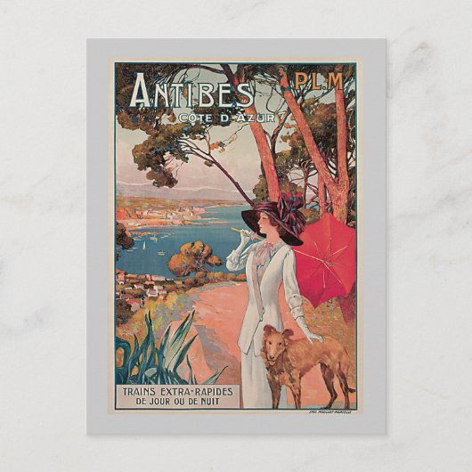 Antibes, France Vintage Travel Advertisement Briefkaart (Voorkant)