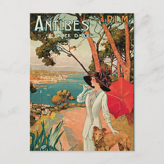 Antibes France Vintage Travel Advertisement Briefkaart (Voorkant)
